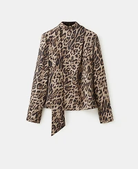 Mango Women's Scarf Animal-Print Blouse