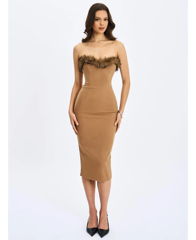 mesh printed strapless sweetheart maxi dress Strapless Lace Mesh Long Dress with Sweetheart Neckline Tux-USA