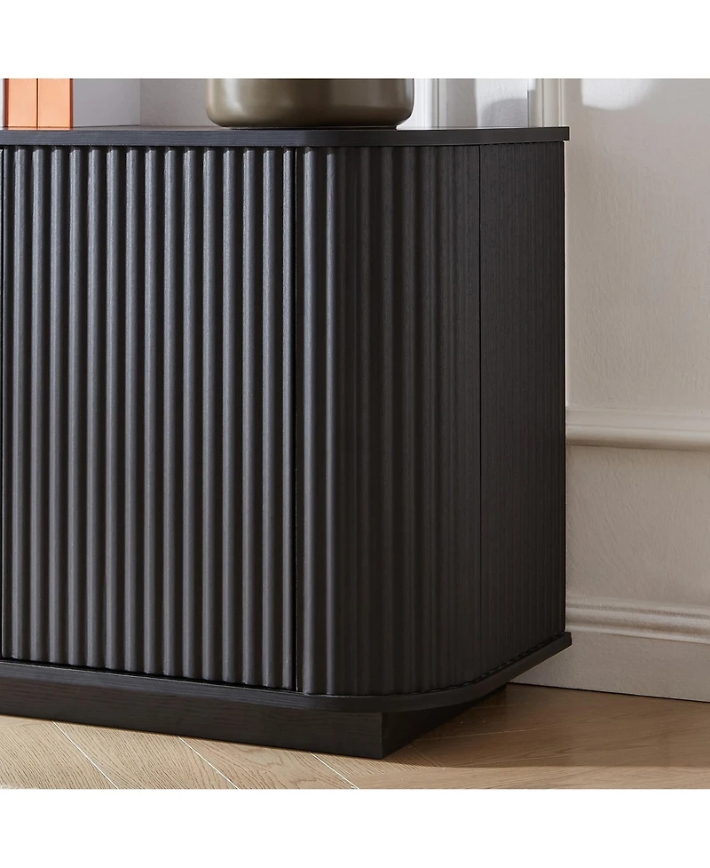 Boyel Living Sideboard Storage Cabinet Tv Stand with Wave Pattern, 64" Wooden Vertical Striped Cabinet for Kitchen Bedroom Entryway