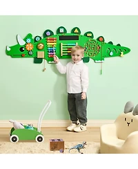 Mecale Dinosaur Activity Wall Busy Board, Montessori Sensory Wall Panel with 11 Activities for Kids Ages 3–12