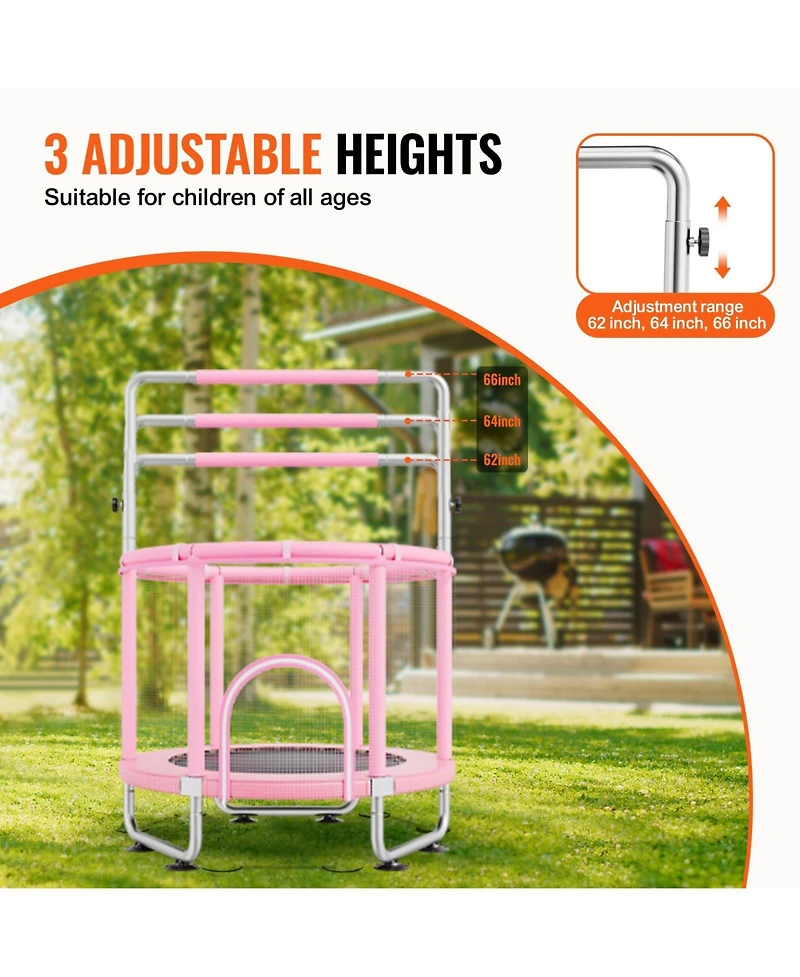 Mecale Kids Trampoline, 55", Indoor/Outdoor w/ Enclosure Net & Basketball Hoop, for Ages 3