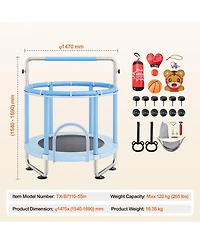 Mecale Kids Trampoline, 55" (4.6 ft), Enclosure Net & Basketball Hoop, Indoor/Outdoor, Ages 3