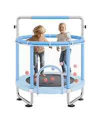 Mecale Kids Trampoline, 55" (4.6 ft), Enclosure Net & Basketball Hoop, Indoor/Outdoor, Ages 3