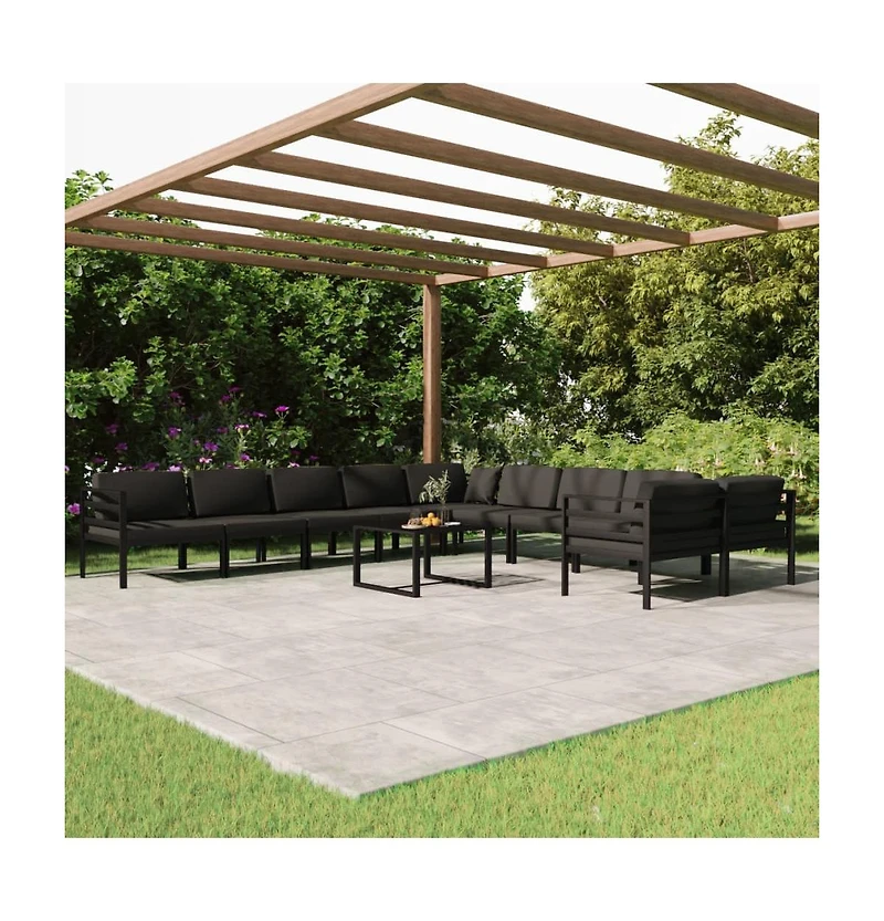 vidaXL 11 Piece Patio Lounge Set with Cushions Aluminum Anthracite