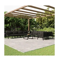 vidaXL 11 Piece Patio Lounge Set with Cushions Aluminum Anthracite