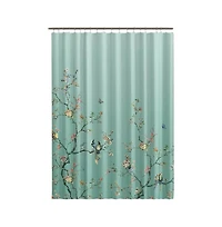 Slickblue 72-Inch Teal Blue Green Floral Tree Bird Shower Curtain