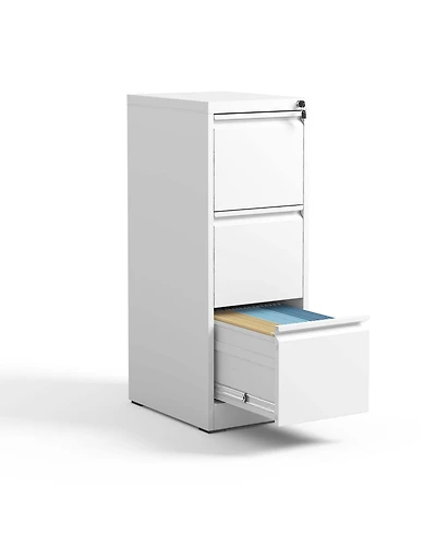 Boyel Living 3 Drawer Metal Vertical File Cabinet with Lock Office Home Steel Vertical File Cabinet for A4 Legal/Letter Size 3