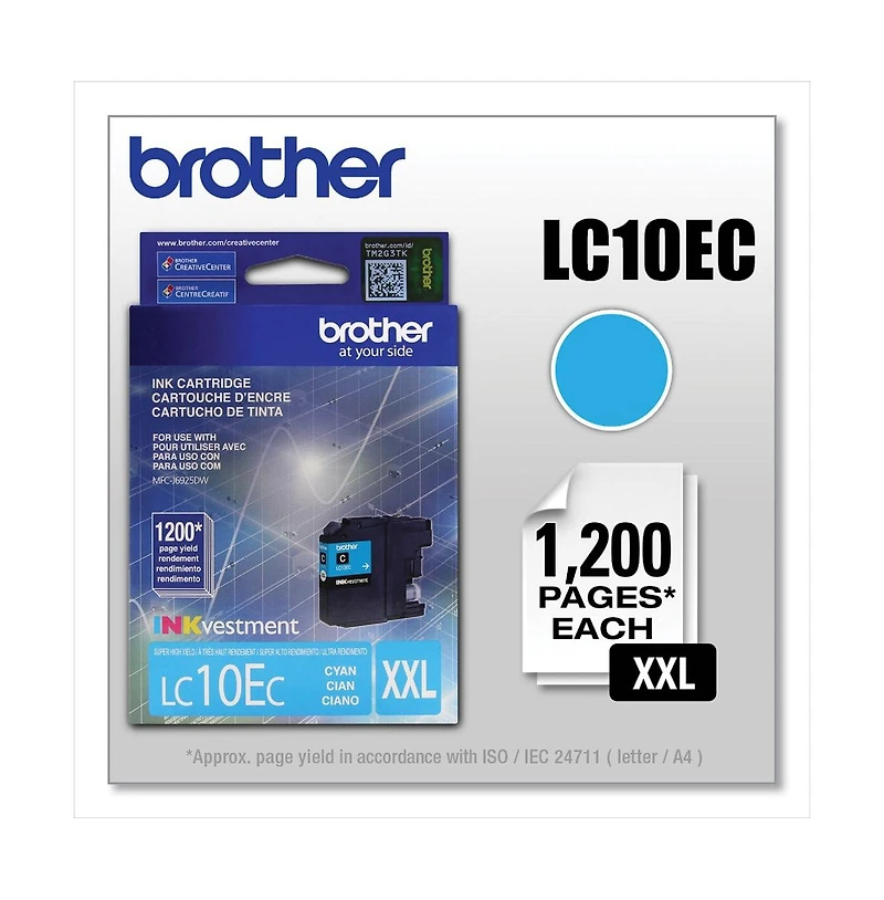 Brother LC10EC INKvestment 1,200 Page-Yield Super High-Yield Ink - Cyan
