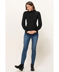 Hello Miz Maternity Turtleneck Ribbed Knit Long Sleeve Sweater