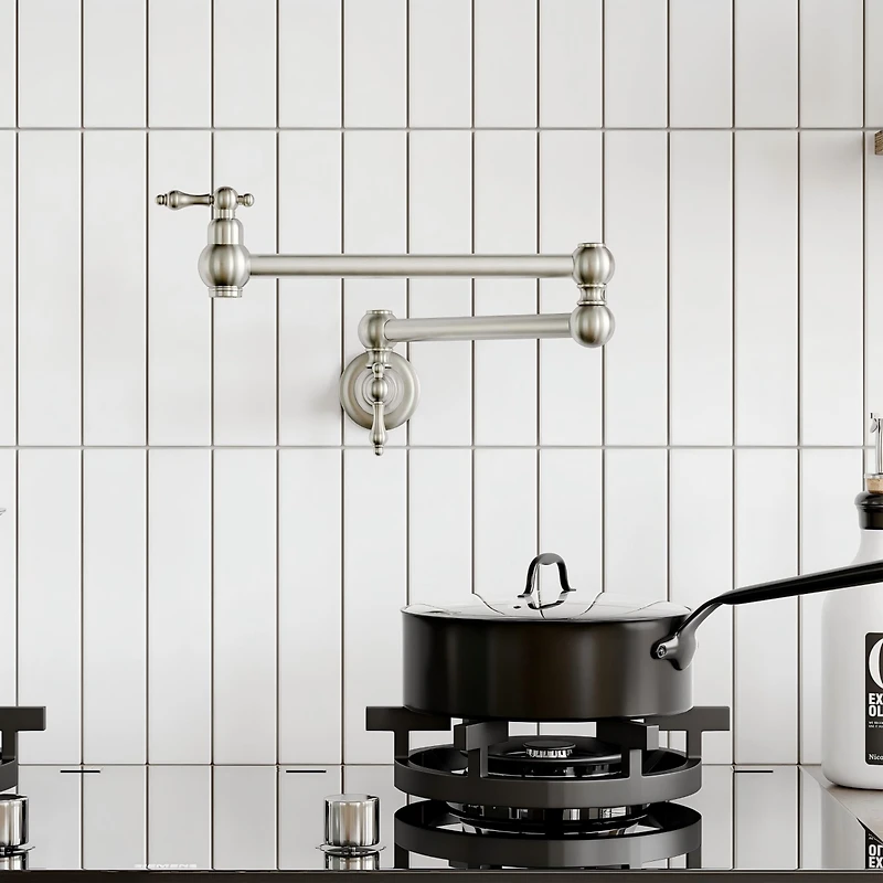 Boyel Living Faucet, Retro Single Hole Two Handles Wall Mount Kitchen Faucet