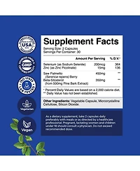 Men's Saw Palmetto, Saw Palmetto Extract with Beta Sitosterol for Men's Health, Better Bladder Control & Restoring Hair, Nature's Craft, 60ct