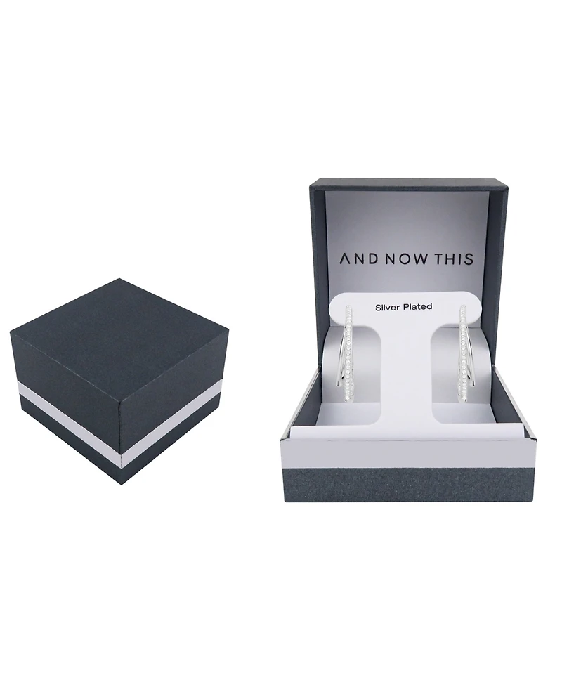 And Now This Crystal Double Row C Hoop Post Earrings