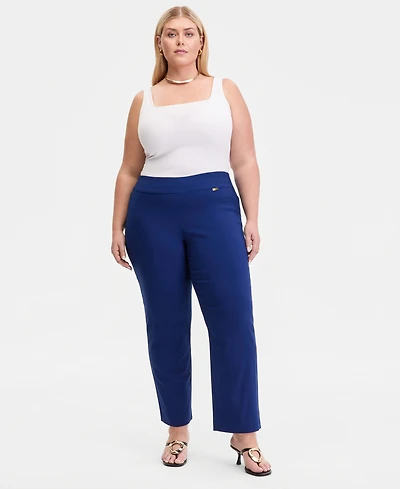 I.n.c. International Concepts Plus Mid-Rise Pull-On Straight-Leg Pants