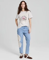 Now This Womens High Rise Crochet Trim Ankle Jeans Macys Exclusive