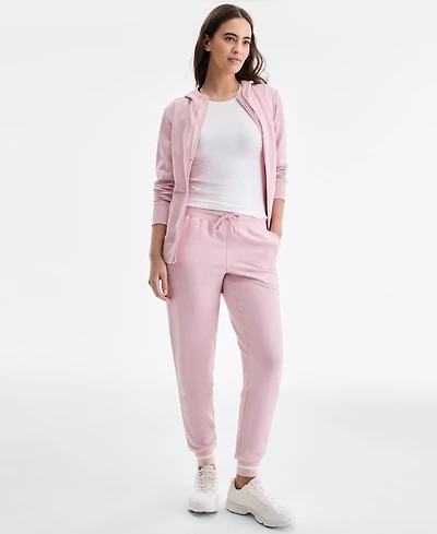 Id Ideology Women's Ribbed Solid Fleece Ankle Jogger Pants, Macy's Exclusive