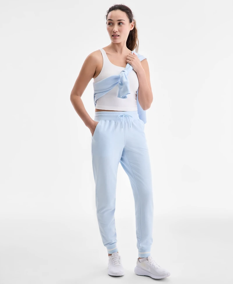 Id Ideology Women's Ribbed Solid Fleece Ankle Jogger Pants, Macy's Exclusive