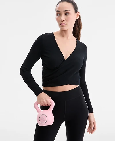 Id Ideology Women's Surplice Reversible Long-Sleeve Top, Macy's Exclusive