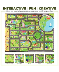 Sorbus 60"x79" City Roads Themed Washable Rug for Kids - For playrooms, classrooms, and bedrooms