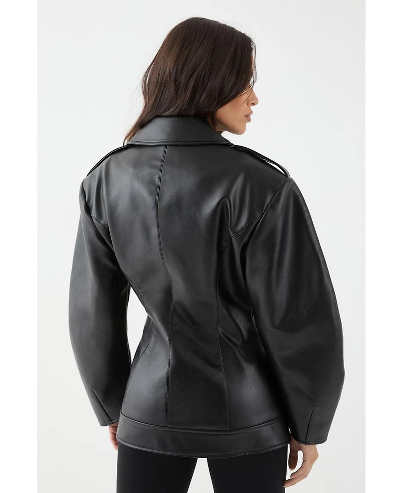 MissPap Women's Faux Leather Biker Jacket