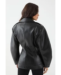 MissPap Women's Faux Leather Biker Jacket