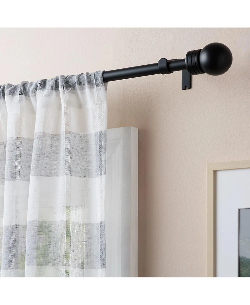Town & Country Basics Modern Sphere Single Curtain Rod and Finial Set, Oil Rubbed Bronze, Adjustable Length 36"-72"