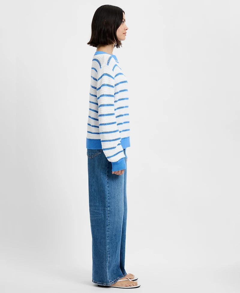 French Connection Women's Teddy Knit Open Stripe Boat Neck Sweater