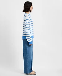 French Connection Women's Teddy Knit Open Stripe Boat Neck Sweater