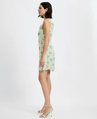 French Connection Women's Yellow Floral V-Neck Sleeveless Mini Dress