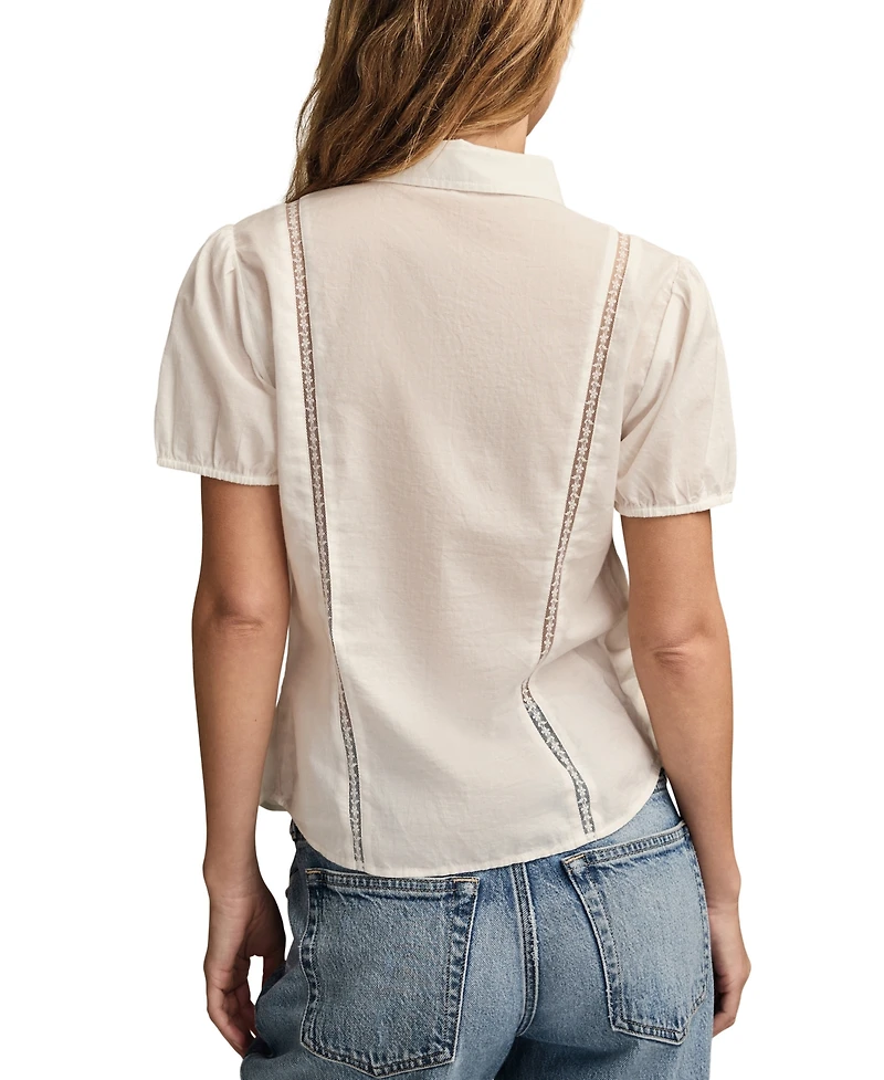 Lucky Brand Women's Puff-Sleeve Button-Down Shirt