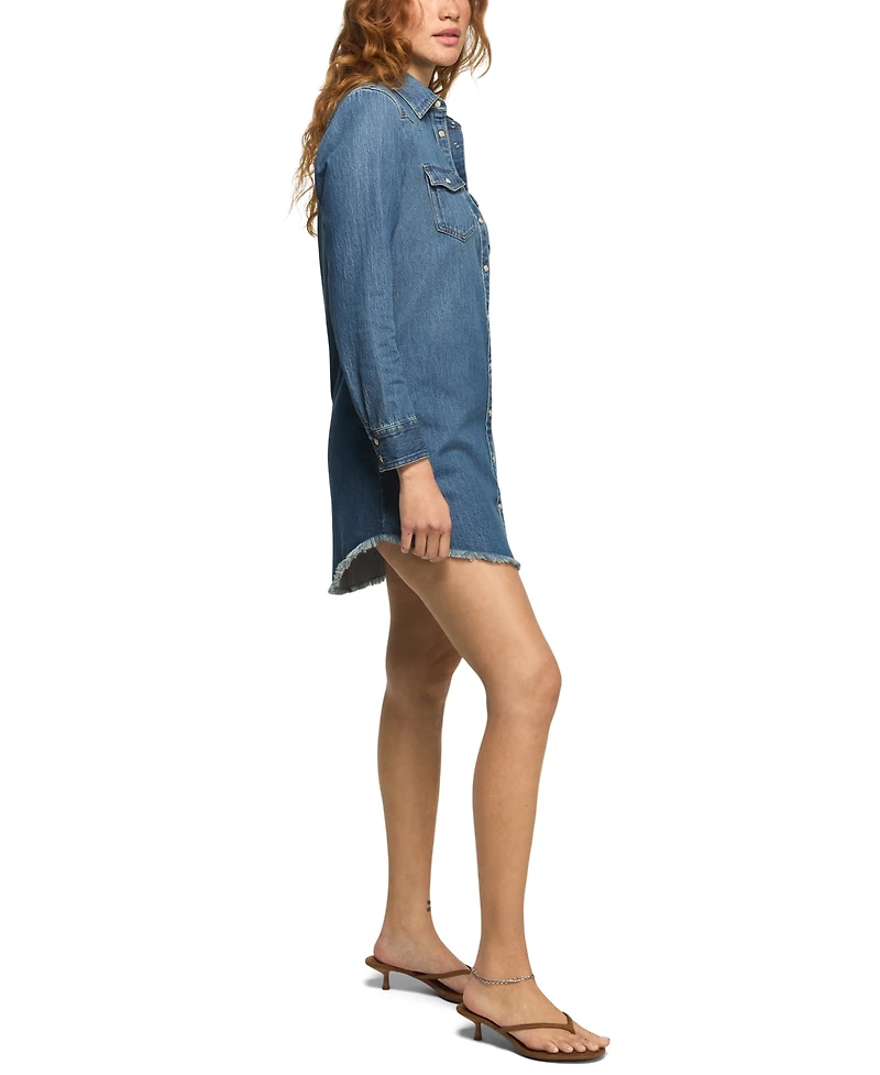 Lucky Brand Women's V-Neck Denim Shirt Dress