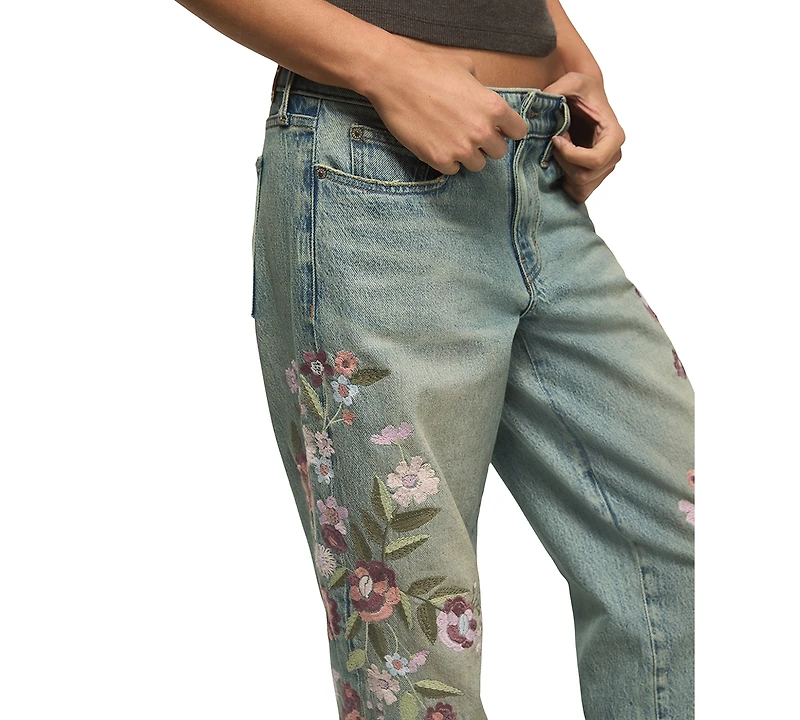 Lucky Brand Women's Legend Embroidered Baggy Jeans
