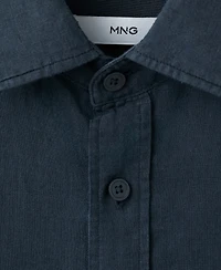 Mango Men's Short Sleeve Linen-Blend Shirt