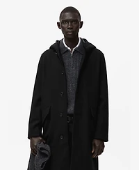 Mango Men's Wool Blend Hooded Coat