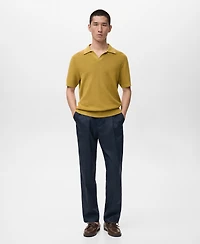Mango Men's Structured Cotton Knitted Polo Shirt