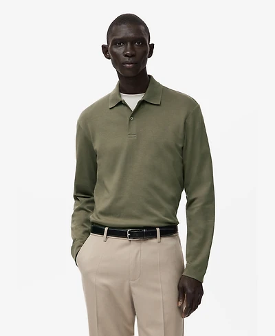 Mango Men's Regular-Fit Knitted Polo Sweater