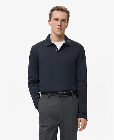Mango Men's Regular-Fit Knitted Polo Sweater