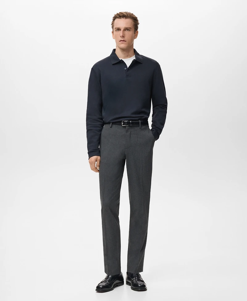 Mango Men's Regular-Fit Knitted Polo Sweater