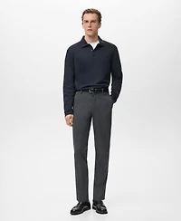 Mango Men's Regular-Fit Knitted Polo Sweater