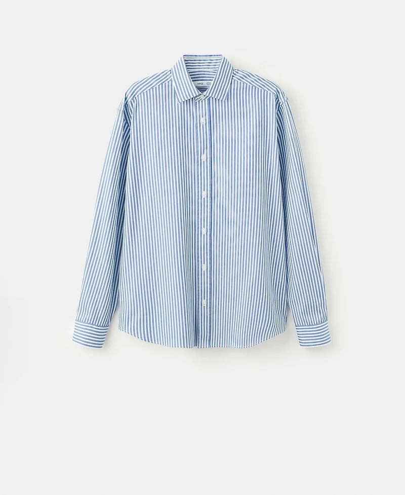 Mango Men's Regular Fit Striped Cotton Shirt
