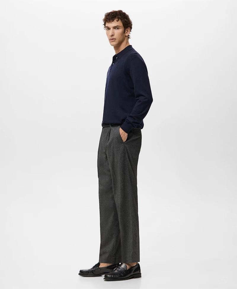 Mango Men's Merino Wool Polo Sweater