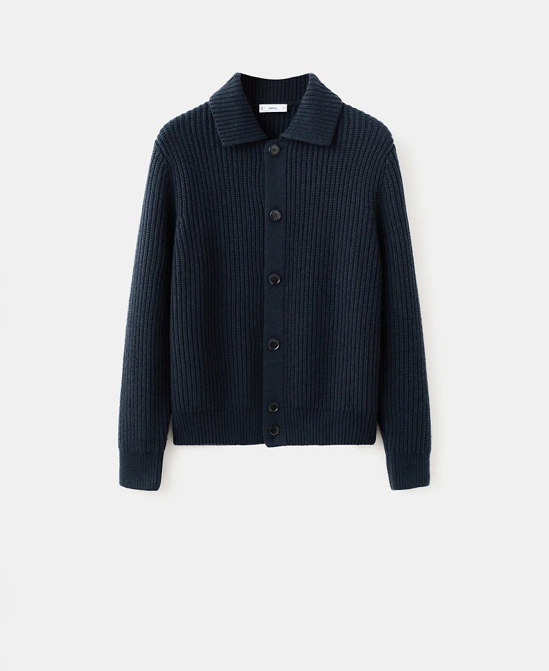 Mango Men's Structured Wool-Blend Cardigan