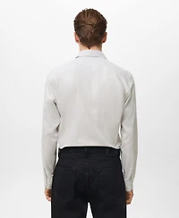 Mango Men's Cotton Slim-Fit Striped Shirt