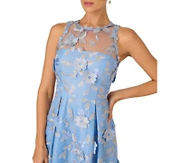 Adrianna Papell Women's Halter Neck Embroidered Midi Dress