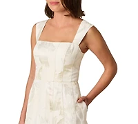 Adrianna Papell Women's Metallic Square Neck Ball Gown