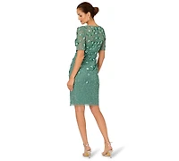 Adrianna Papell Beaded Floral Sheath Dress
