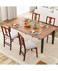 Gymax Set of 4 Folding Dining Chairs w/Rubber Wood Frame Soft Padded Seat Cushion