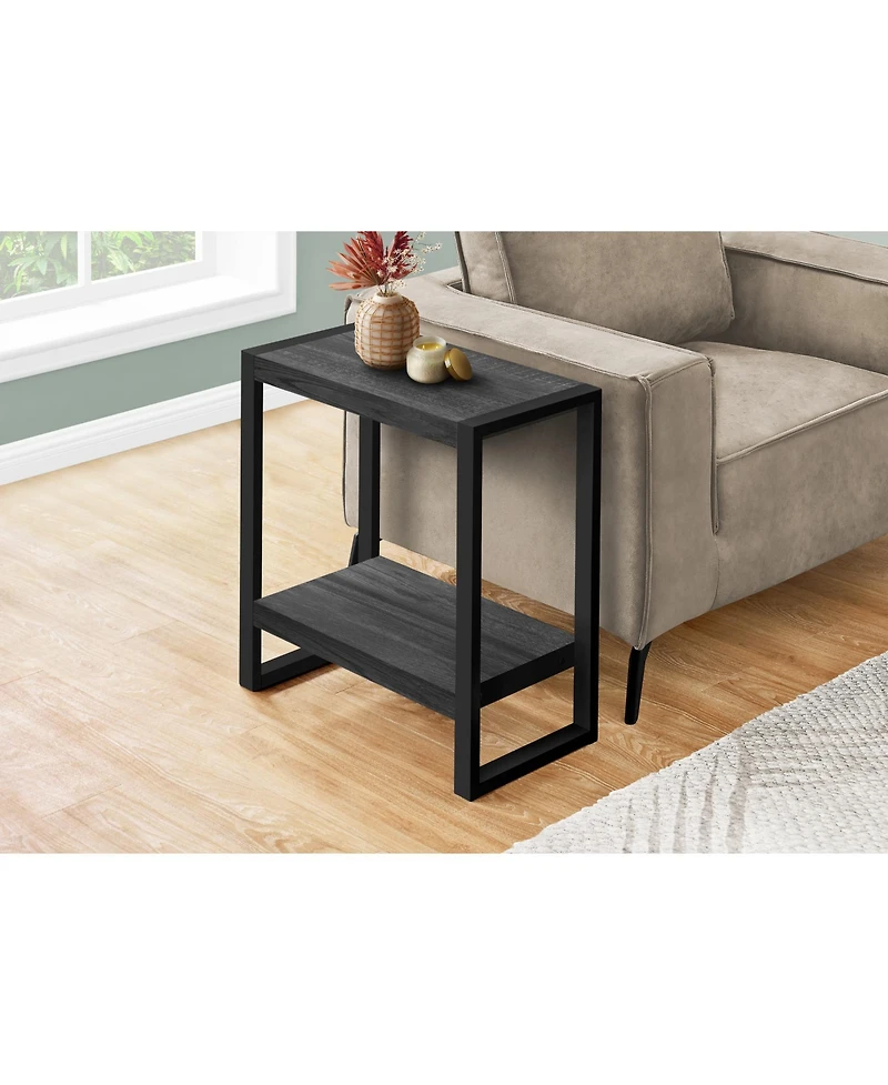 Lovmor Accent Table, Side, End, Nightstand, Lamp, Living Room, Bedroom, Black Laminate, Black Metal, Industrial