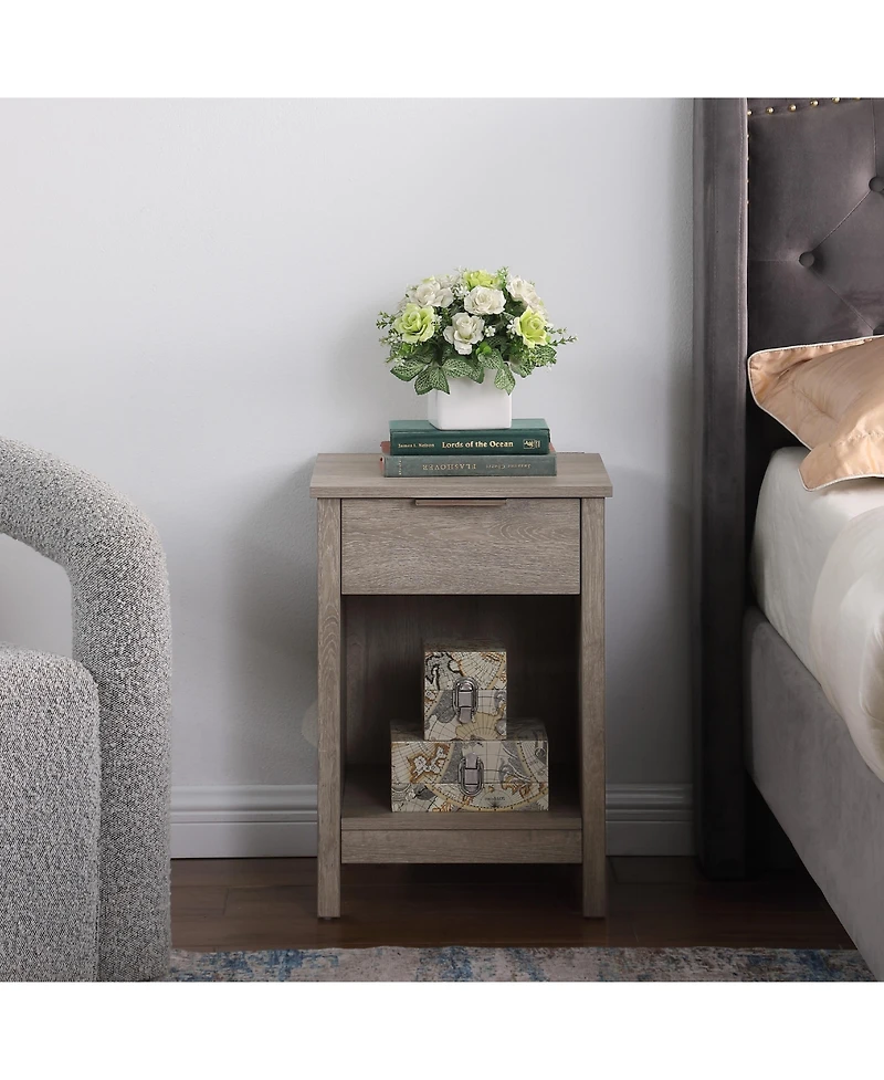 "Cesicia 3-Tier Nightstand with Drawer & Shelf for Bedroom or Living Room"