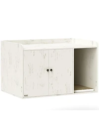 Aostirmotor Cat Litter Box Enclosure with Scratching Mat in White