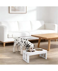 Aostirmotor Dog Bowls Elevated Feeding Station in White